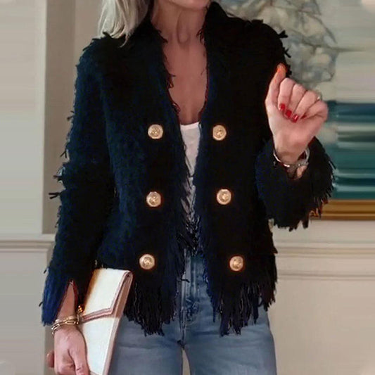 Women’s Fashion Button Tassel Short Coat(50% OFF)