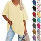📢📢50% OFF !! ⏰Tankaneo Women's Plus Size V Neck T Shirts Summer Half Sleeve Tees Casual Loose Fit Cotton Tunic Top