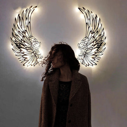 📢📢40% OFF !! ⏰Angel Wings Wall Art In Metal With LED Lights🪽🌟