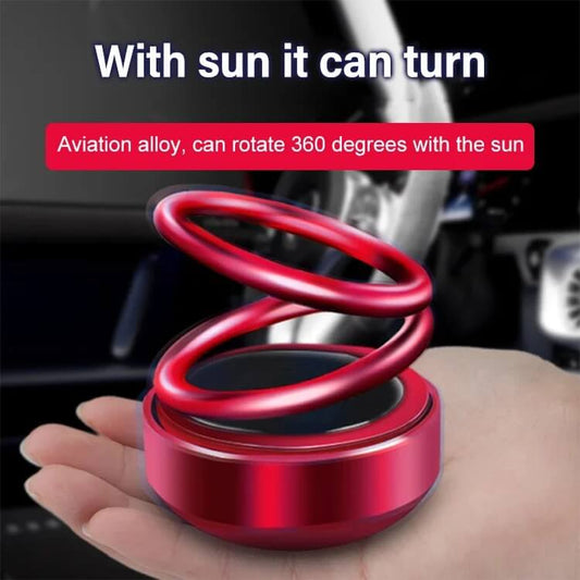 📢📢50% OFF !! ⏰Solar Rotating Double Ring Suspension Car Aromatherapy Ornament