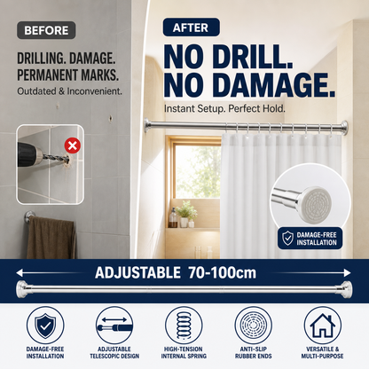 📢📢50% OFF !! ⏰Create storage space anywhere anytime！Adjustable No-Drill Tension Rod