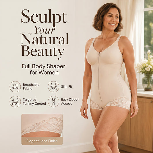 📢📢50% OFF !! ⏰Women's Tummy Control Zip-Up Shapewear Bodysuit