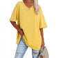 📢📢50% OFF !! ⏰Tankaneo Women's Plus Size V Neck T Shirts Summer Half Sleeve Tees Casual Loose Fit Cotton Tunic Top