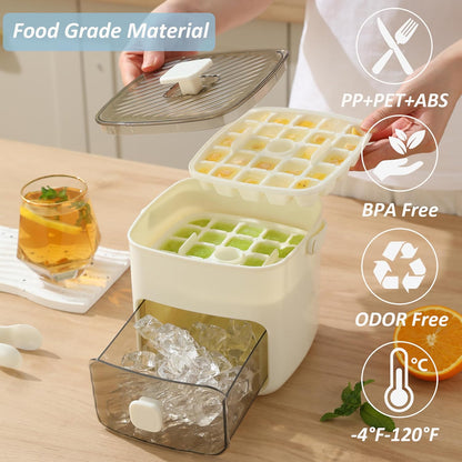 📢📢40% OFF !! ⏰ Ice Cube Maker with Storage Box – Button Release, Leak-Proof, 48 Cubes at Once 🏠