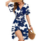 📢📢40% OFF !! ⏰🌊Women's Ruffle Sleeve Sexy Sundress Floral V Neck Short Wrap Dress with Pockets✨Holiday Beach Pocket Mini Dress