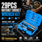 📢📢50% OFF !! ⏰29pcs Core Ratchet Socket Wrench Kit – Chrome‑vanadium steel, 11 sockets & 10 bits. Perfect for car repairs & DIY 🛠️✨