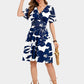 📢📢40% OFF !! ⏰🌊Women's Ruffle Sleeve Sexy Sundress Floral V Neck Short Wrap Dress with Pockets✨Holiday Beach Pocket Mini Dress