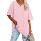 📢📢50% OFF !! ⏰Tankaneo Women's Plus Size V Neck T Shirts Summer Half Sleeve Tees Casual Loose Fit Cotton Tunic Top