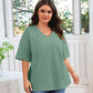 📢📢50% OFF !! ⏰Tankaneo Women's Plus Size V Neck T Shirts Summer Half Sleeve Tees Casual Loose Fit Cotton Tunic Top