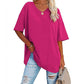 📢📢50% OFF !! ⏰Tankaneo Women's Plus Size V Neck T Shirts Summer Half Sleeve Tees Casual Loose Fit Cotton Tunic Top