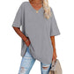 📢📢50% OFF !! ⏰Tankaneo Women's Plus Size V Neck T Shirts Summer Half Sleeve Tees Casual Loose Fit Cotton Tunic Top