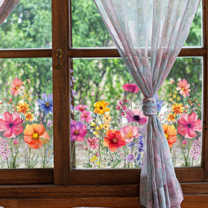 📢📢50% OFF !! ⏰ Colorful Floral Bouquet Window Sticker
