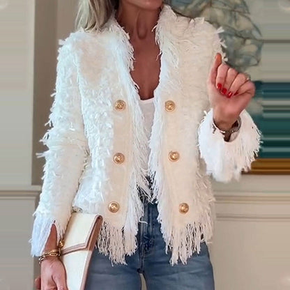 Women’s Fashion Button Tassel Short Coat（50% OFF）