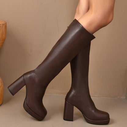 Women's Trendy PU Leather Knee-High Boots（50% OFF）