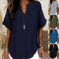 🎁Hot Sale！  Fashion Loose Solid Color Short Sleeve Top