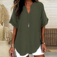 🎁Hot Sale！  Fashion Loose Solid Color Short Sleeve Top