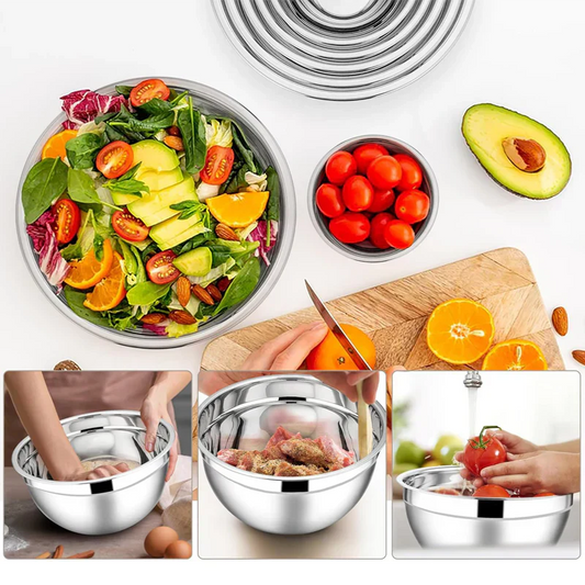 📢📢40% OFF !! ⏰ 6 Stainless Steel Bowls with 3 Graters – Stackable Design 🍽️