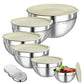 🎉 2026 Sale — Over 31,200 Sold! 🥣 304 Stainless Steel Mixing Bowl Set with Airtight Lids & Grater Attachments 🔪✨