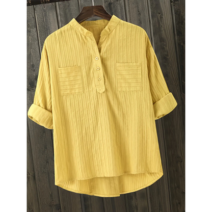 Women's Plus Size Henley V Neck Shirt