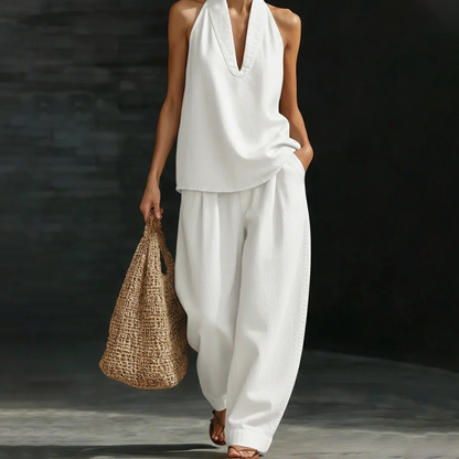 🔥40% OFF&2026 HOT SALE🔥Women's Casual Halter Top & Wide-Leg Pants Set
