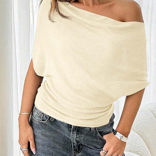 🔥 Hot sale 50% OFF！& 2026 HOT SALE🔥Women's Asymmetrical Off-Shoulder Batwing Sleeve Top