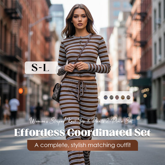🔥 35% OFF&2026 HOT SALE🔥 Women's Striped Knit Top & Pants 2-Piece Set