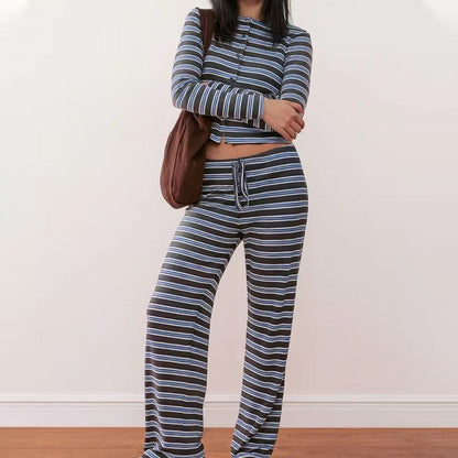 🔥 35% OFF&2026 HOT SALE🔥 Women's Striped Knit Top & Pants 2-Piece Set