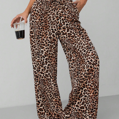 🔥2026 Hot sale & 35% OFF🔥Women's Fashion Leopard Print Straight-Leg Wide Pants
