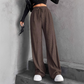 Women's Textured Ribbed Elastic Waist Drawstring Wide-Leg Pants