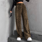 Women's Textured Ribbed Elastic Waist Drawstring Wide-Leg Pants