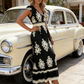 🔥2026 Hot sale 35% OFF🔥Women's V-Neck Baroque Print Flowy Maxi Dress