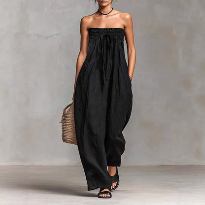 🔥2026 Hot sale 30% OFF🔥Women's Strapless Smocked Bodice Jumpsuit