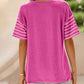 🔥2026 Hot sale 30% OFF🔥Women's Casual Round Neck Striped Color Clash Short Sleeve Top