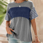 🔥2026 Hot sale 30% OFF🔥Women's Casual Round Neck Striped Color Clash Short Sleeve Top