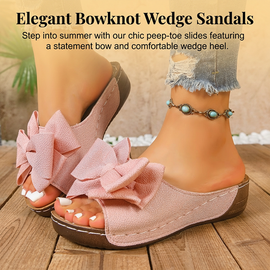 🔥2026 Hot sale 30% OFF🔥Women's Bowknot Peep-Toe Wedge Sandals