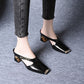 🔥 Hot sale 30% OFF🔥Women's Casual Metal Square Toe Mid Block Heel Mules