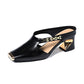 🔥 Hot sale 30% OFF🔥Women's Casual Metal Square Toe Mid Block Heel Mules