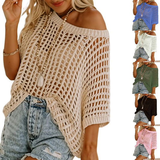 🔥 Hot sale 30% OFF🔥Casual 3/4 Sleeve Mesh Knit Top