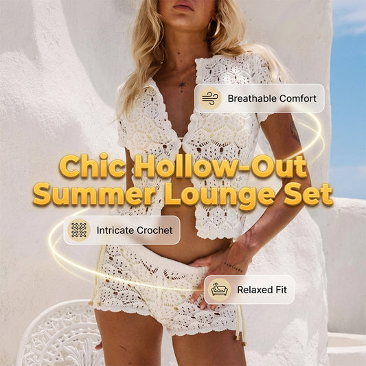 🔥2026 Hot sale 40% OFF🔥Chic Hollow-Out Summer Crochet Top & Shorts Set