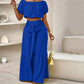 🔥2026 Hot sale 30% OFF🔥Off-Shoulder Puff Sleeve Top with Wide-Leg Pants 2-Pieces Set