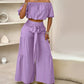 🔥2026 Hot sale 30% OFF🔥Off-Shoulder Puff Sleeve Top with Wide-Leg Pants 2-Pieces Set