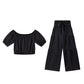 🔥2026 Hot sale 30% OFF🔥Off-Shoulder Puff Sleeve Top with Wide-Leg Pants 2-Pieces Set