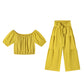 🔥2026 Hot sale 30% OFF🔥Off-Shoulder Puff Sleeve Top with Wide-Leg Pants 2-Pieces Set