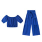 🔥2026 Hot sale 30% OFF🔥Off-Shoulder Puff Sleeve Top with Wide-Leg Pants 2-Pieces Set