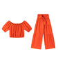 🔥2026 Hot sale 30% OFF🔥Off-Shoulder Puff Sleeve Top with Wide-Leg Pants 2-Pieces Set