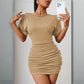 🔥2026 Hot sale 35% OFF🔥Women's Short Sleeve Ruched Bodycon Mini Dress