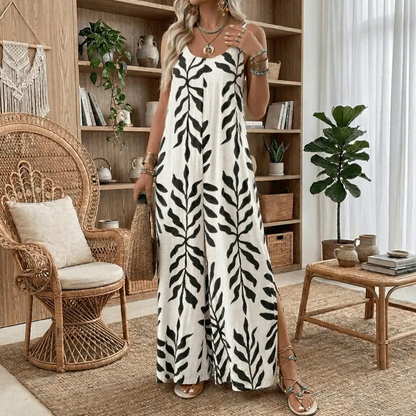 🔥2026 Hot sale 40% OFF🔥Women's Leaf Print Spaghetti Strap Jumpsuit
