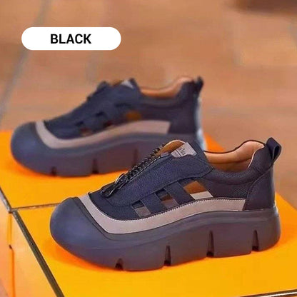🔥40% OFF for a limited time🔥Women's Retro Zipper Hollow Platform Shoes