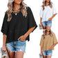 🔥50% OFF for a limited time🔥Women's Solid Color Splicing Loose Five Points Flare Sleeve T-Shirt