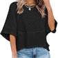 🔥50% OFF for a limited time🔥Women's Solid Color Splicing Loose Five Points Flare Sleeve T-Shirt